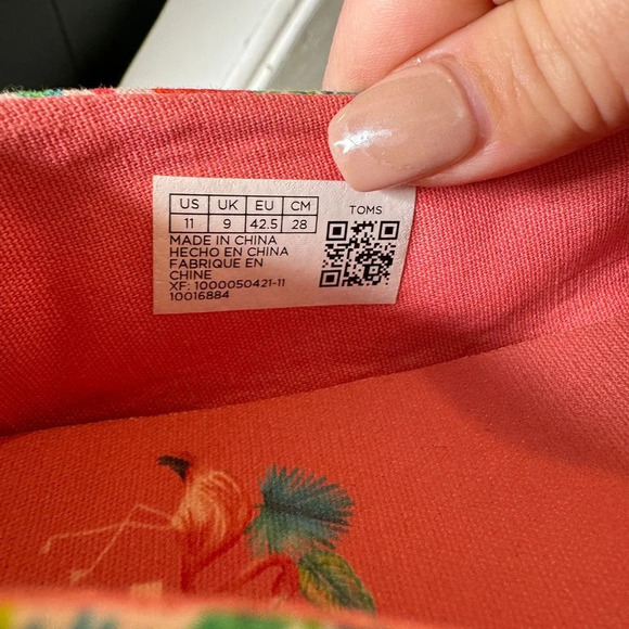 TOMS X Paper Source Limited Editon Flamingo Alpargata Canvas Slip On Shoes W11 - Picture 8 of 8